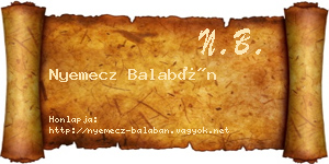 Nyemecz Balabán névjegykártya